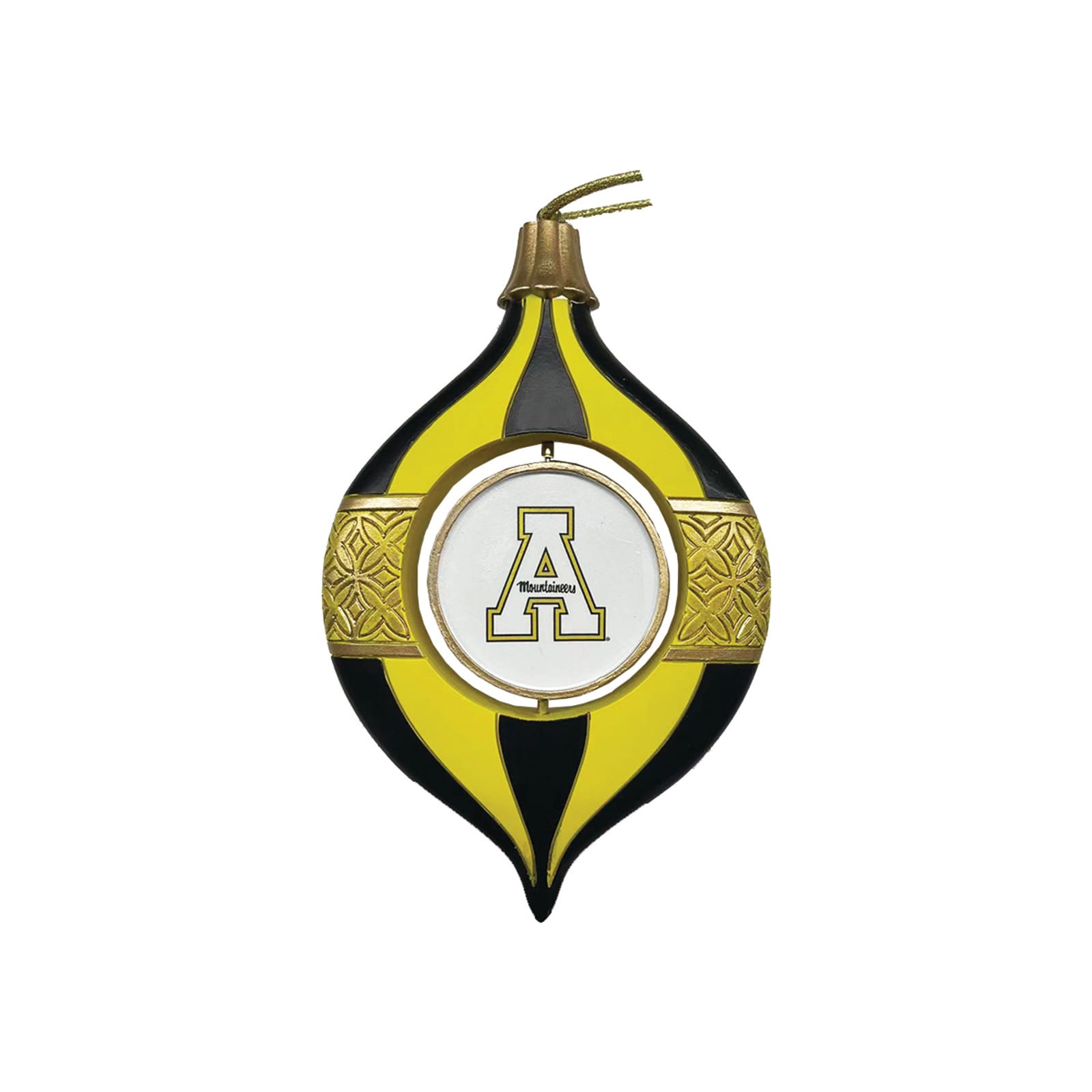 Santa's Workshop - Appalachian State Mountaineers Two-Piece 5.5" Spinning Bulb Ornament Set - Yellow