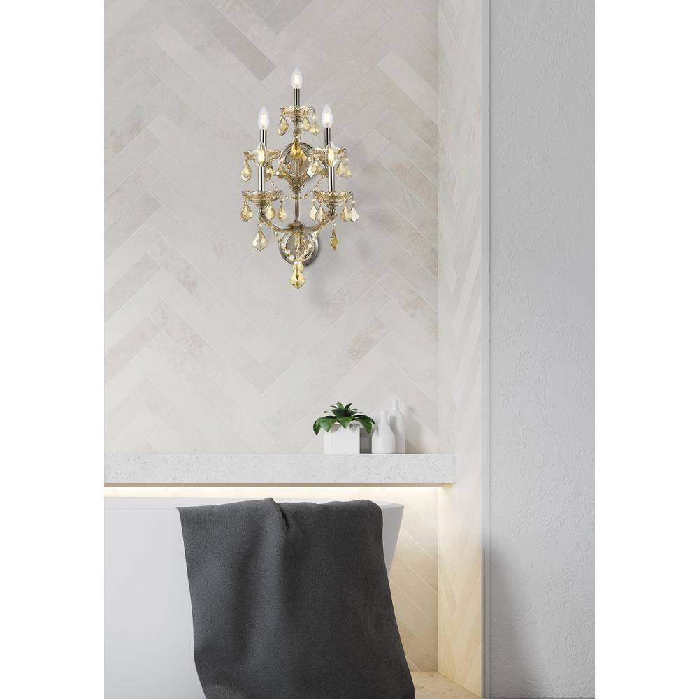 Angle. Elegant Lighting - Maria Theresa 5 light Golden Teak Wall Sconce Golden Teak - Golden Teak.