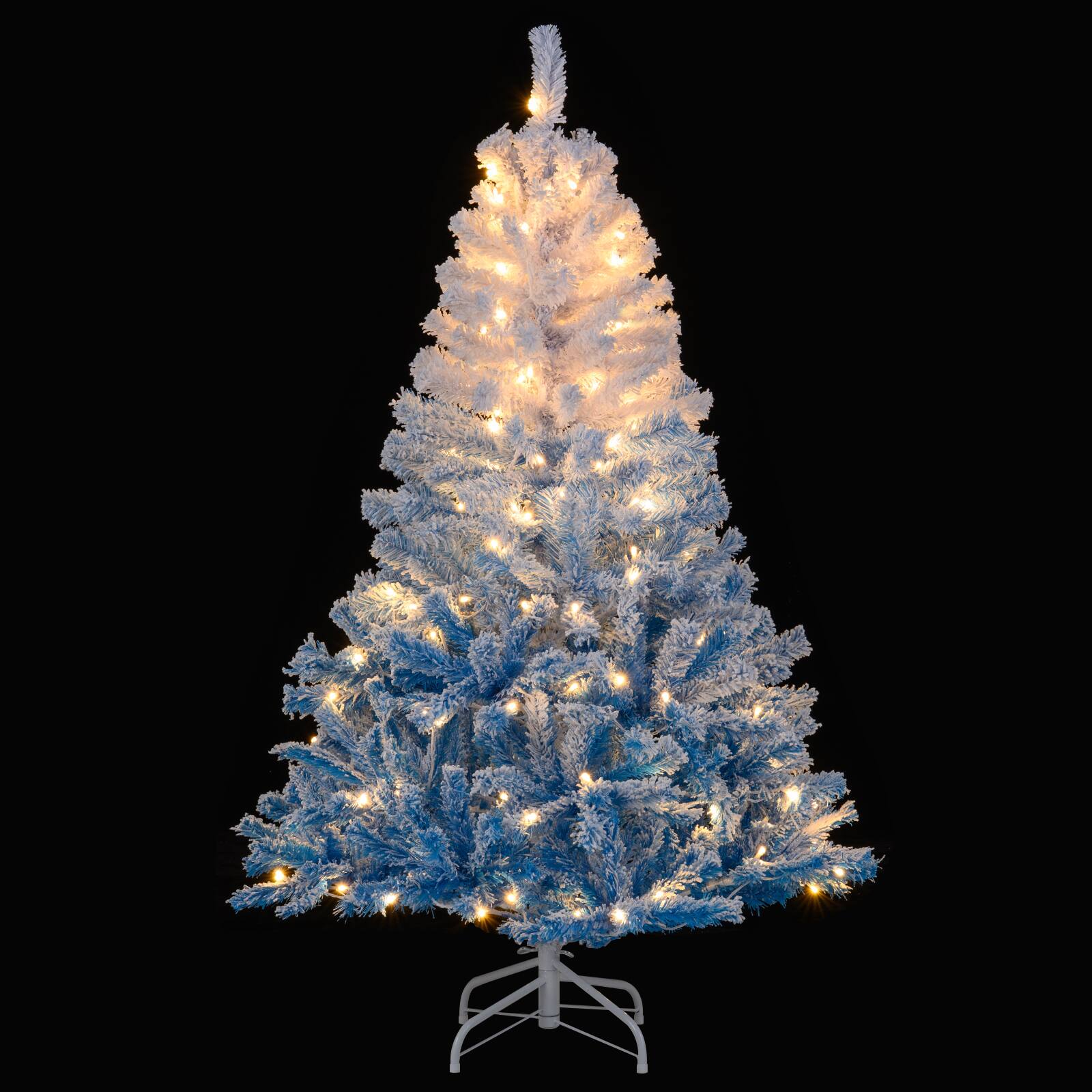 Alt View 5. Gymax - Gymax 5 FT Artificial Christmas Tree Hinged Snow Flocked Xmas Tree w/ 456 Branch Tips - Blue.