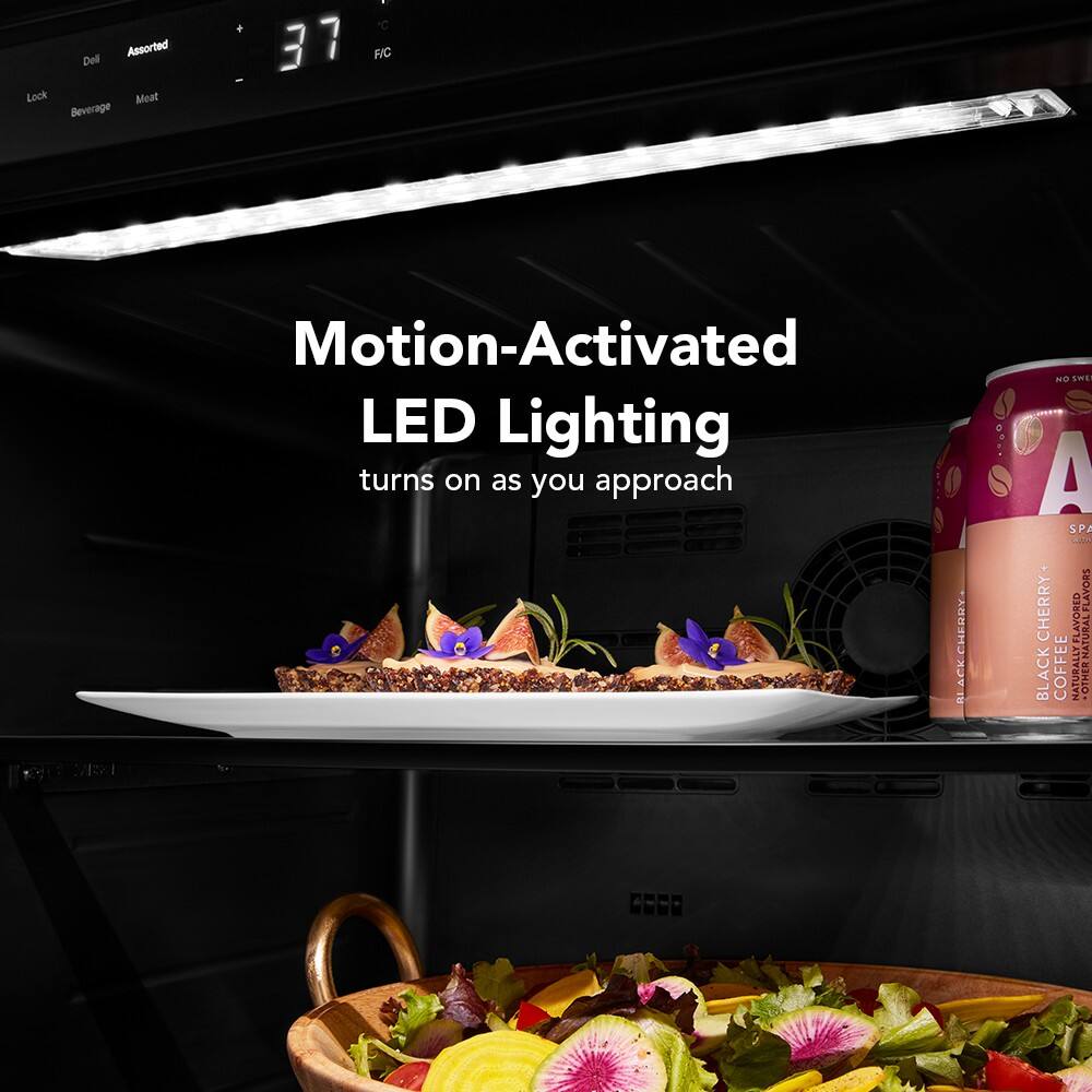 Motion-Activated LED Lighting turns on as you approach

Assorted Dell Lock Meat Beverage 37 F/C

CHERRY ACK O...

SmS A SPA -N + CHERRY FLAVORS LAVORED E NATURAL BLACK COFFE NATURALLY OTHER