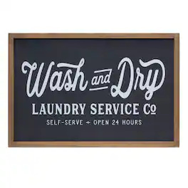 BreeBe - Wood Laundry Sentiment Sign 18.25"L - Black, White