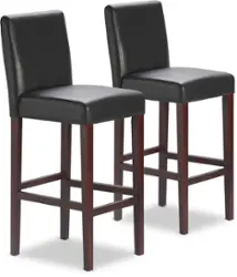 Serta - Liam 29.5" Leather Bar Wood Stool Set of 2 - Dark Brown - Front_Zoom