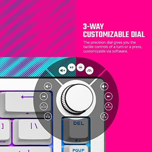 3-WAY CUSTOMIZABLE DIAL  
The precision dial gives you the tactile controls of a turn or a press, customizable via software.