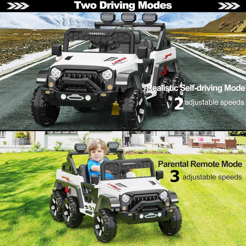 Two Driving Modes

1. Realistic Self-driving Mode
   - 2 adjustable speeds

2. Parental Remote Mode
   - 3 adjustable speeds