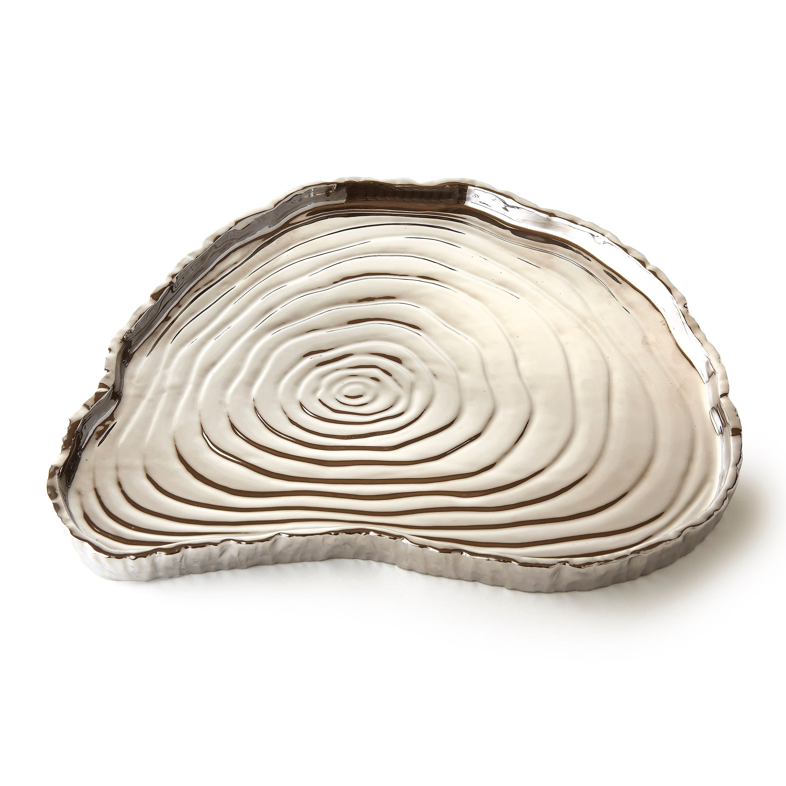 "Jiallo - Botanic Collection Titanium Porcelain tree bark tray 13 x 12"" Silver - Color: silver" price history on PriceWatchPro