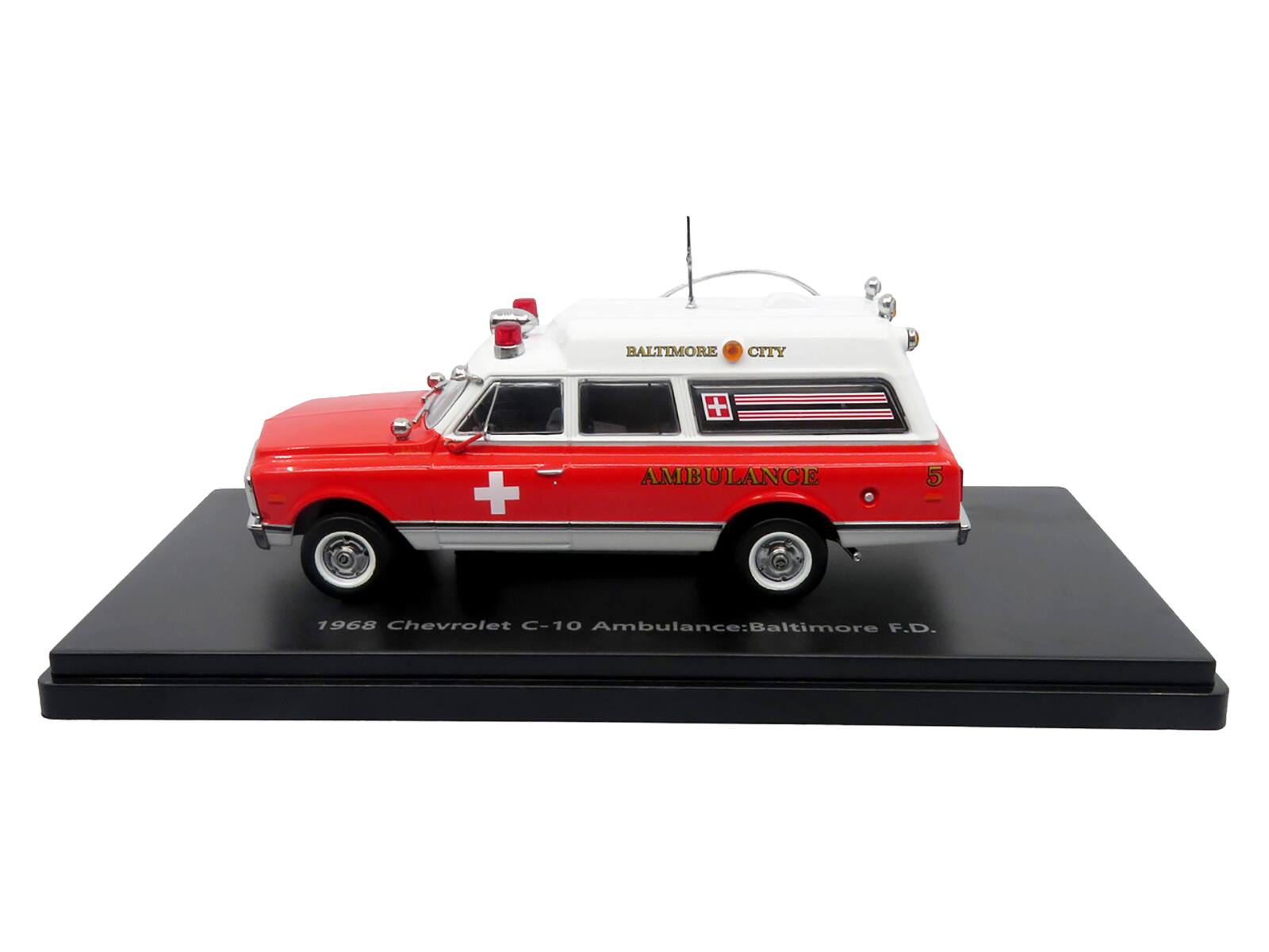 Baltimore City  
AMBULANCE AMB 5  
1968 Chevrolet C-10 Ambulance: Baltimore F.D.