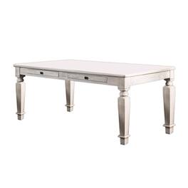 Manhattan Lane - Wooden Dining Table with 2 Drawers and Tapered Legs, Distressed - White