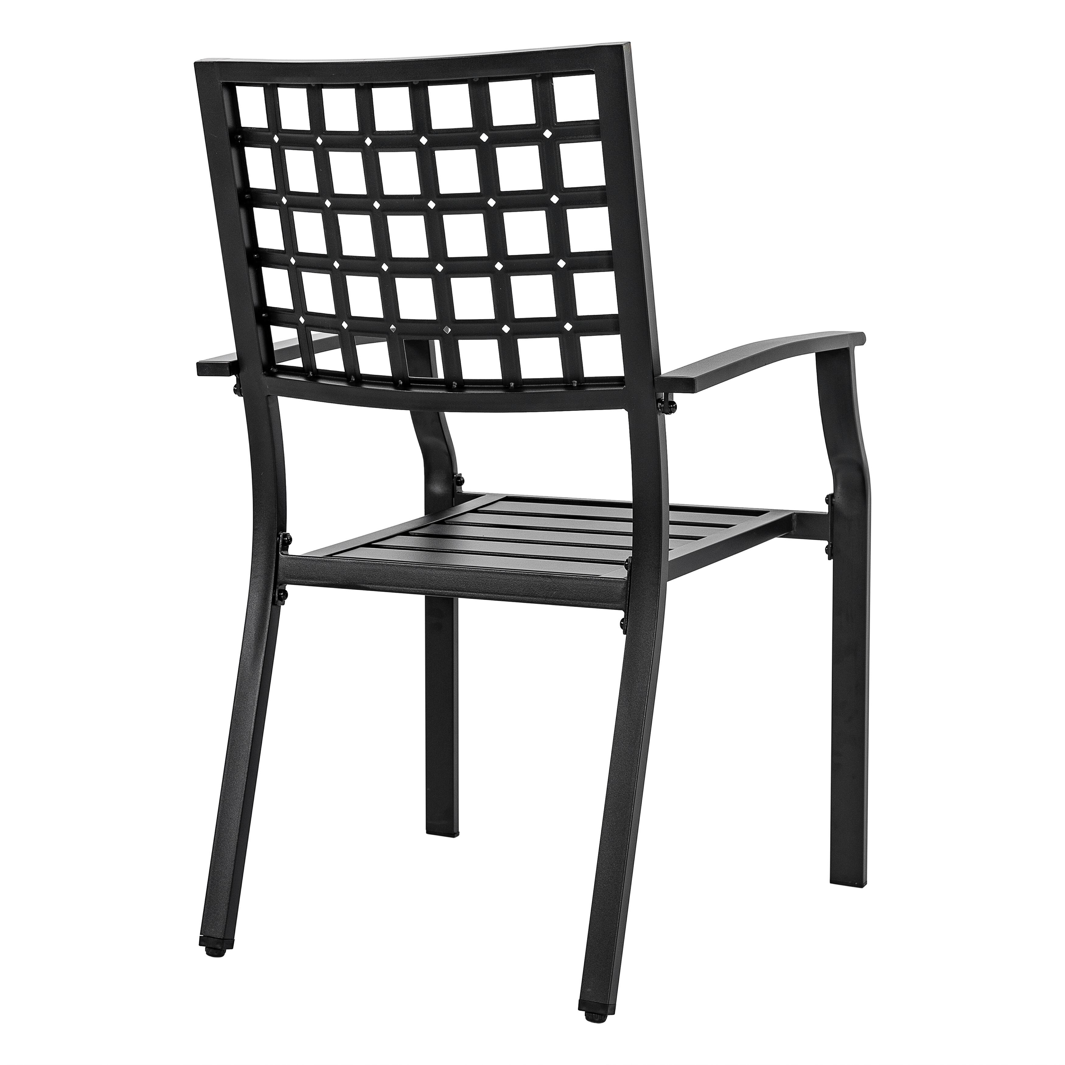 Alt View 9. Nuu Garden - Outdoor 4-Piece Dining Chair Set, Stackable Design, All-weather Iron Frame with Powder-coated Finish - black.