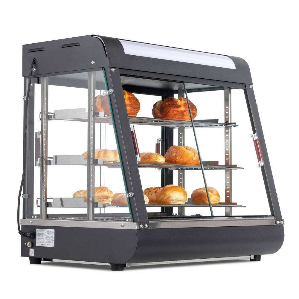 Alt View 2. Winado - Electric 3 Tiers 26" Commercial Heat Food Pizza Warmer Display Case Restaurant - Black.