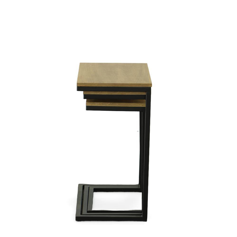 Alt View 6. Carolina Chair & Table - Addison Nesting Table Set - Harvest Oak Top - Aged Iron Base - Harvest Oak, Aged Iron.