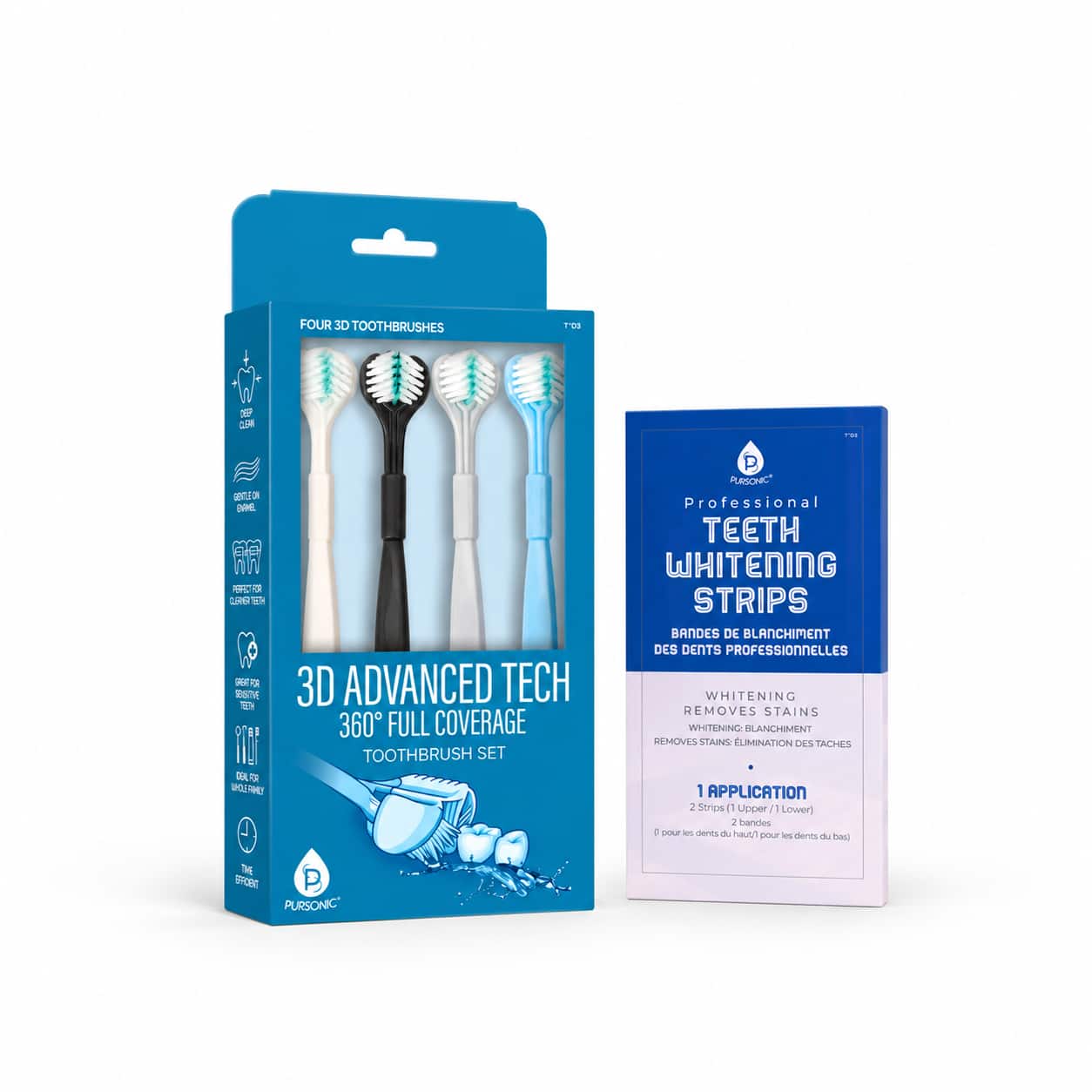 Pursonic - Professional Teeth Whitening & 360° Toothbrush Bundle – Whitening Strips & 4-Pack Full Coverage Toothbrushes price history on PriceWatchPro