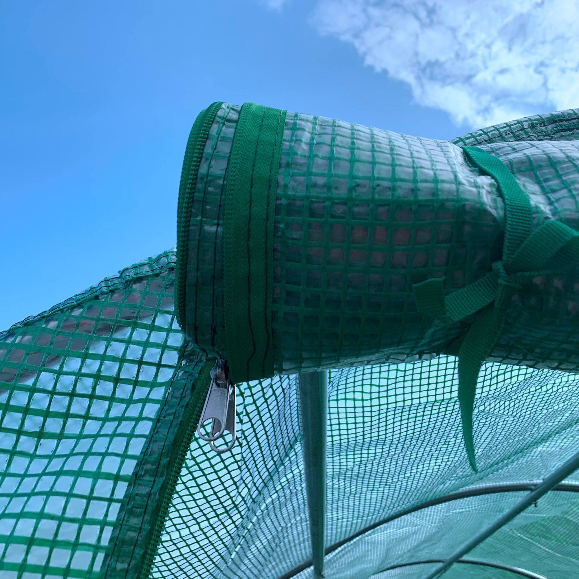 Left. TinyHomie - 15 x 7 x 6.5FT Walk-in Tunnel Hoop Greenhouse Green House with Polyethylene PE Cover Steel Frame Roll-Up Zipper Door.