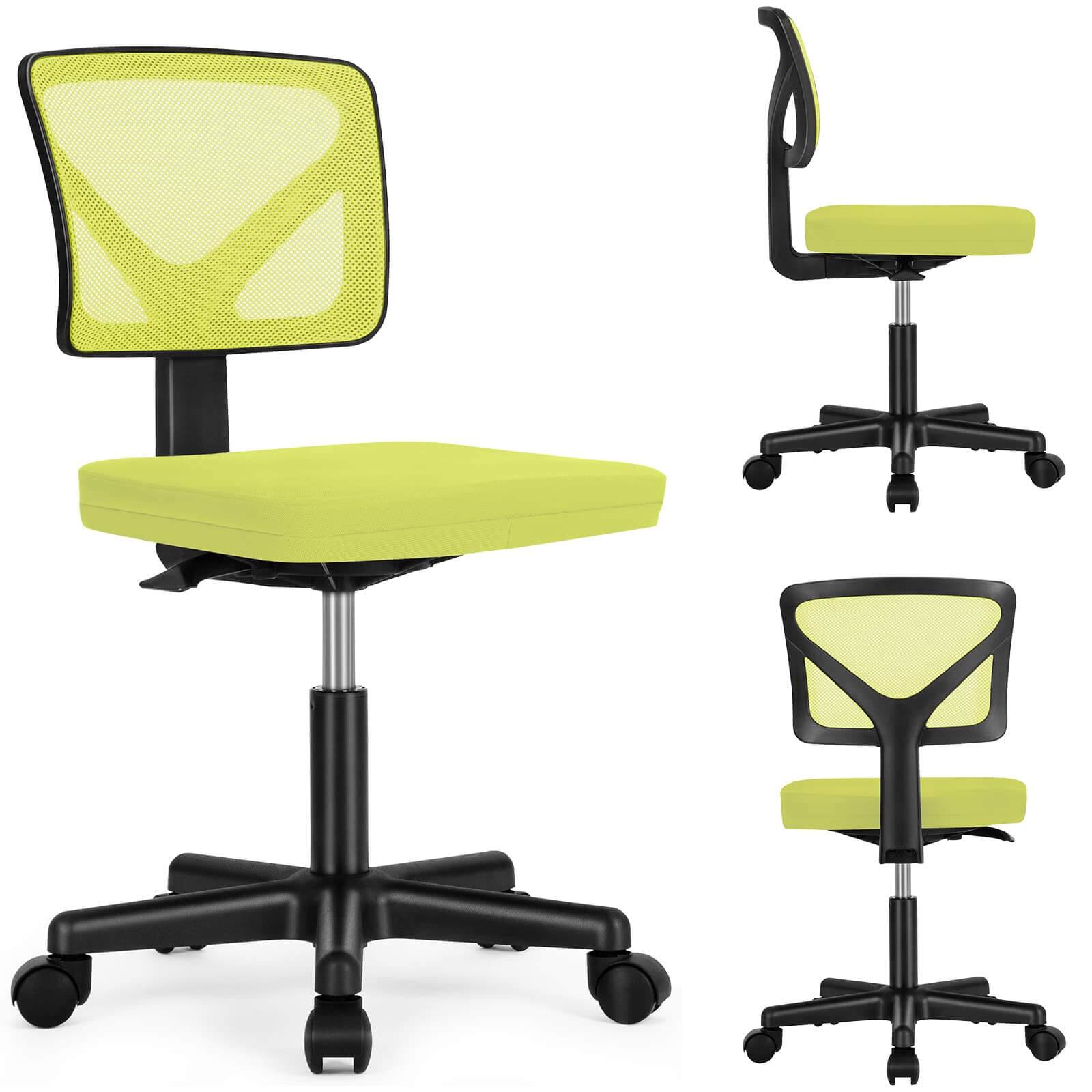 Alt View 3. Bestier - Ergonomic Low-Back Mesh Armless Office Chair, Adjustable Swivel Rolling Computer Chair Home Office Desk Chair - Green.
