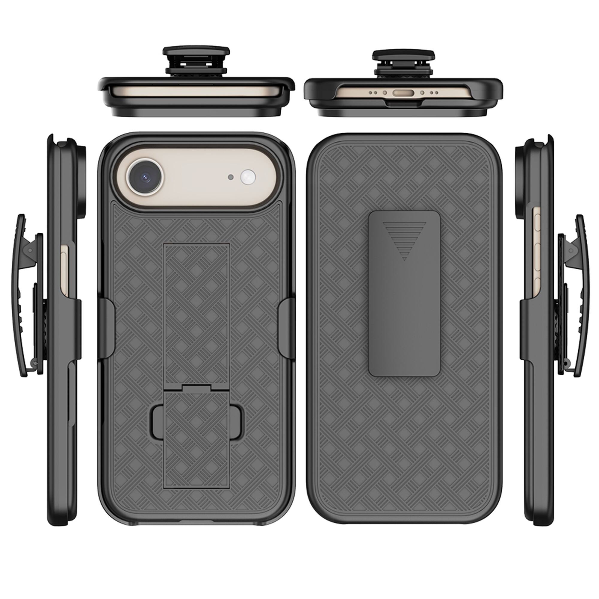 Alt View 6. Dteck - for Apple iPhone Air Rugged Case Shockproof Foldable Kickstand Full Protection Cover With Belt Clip Holster - Black.