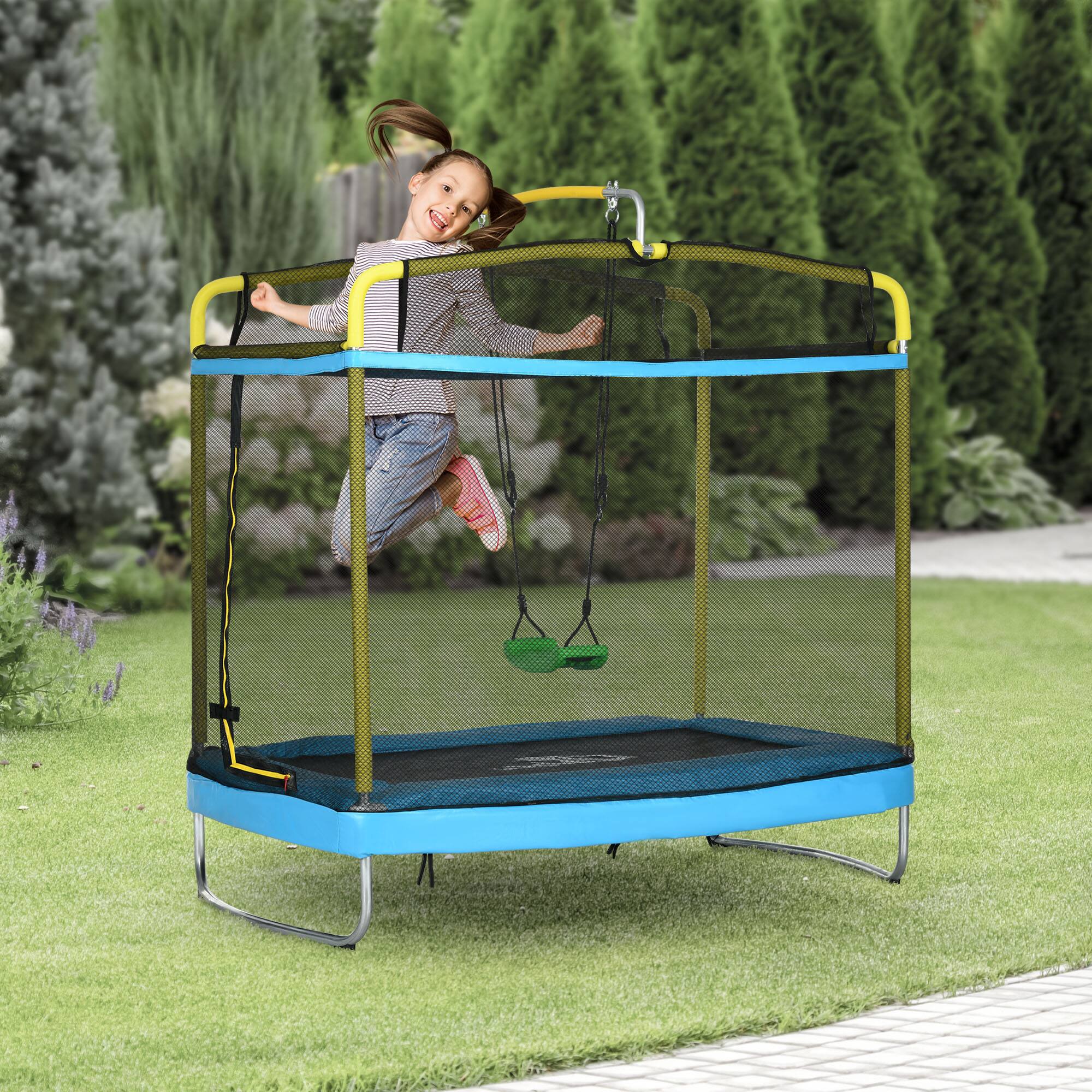 Alt View 1. Qaba - Trampoline for Kids, 6.9' Kids Trampoline with Net - Light Blue.