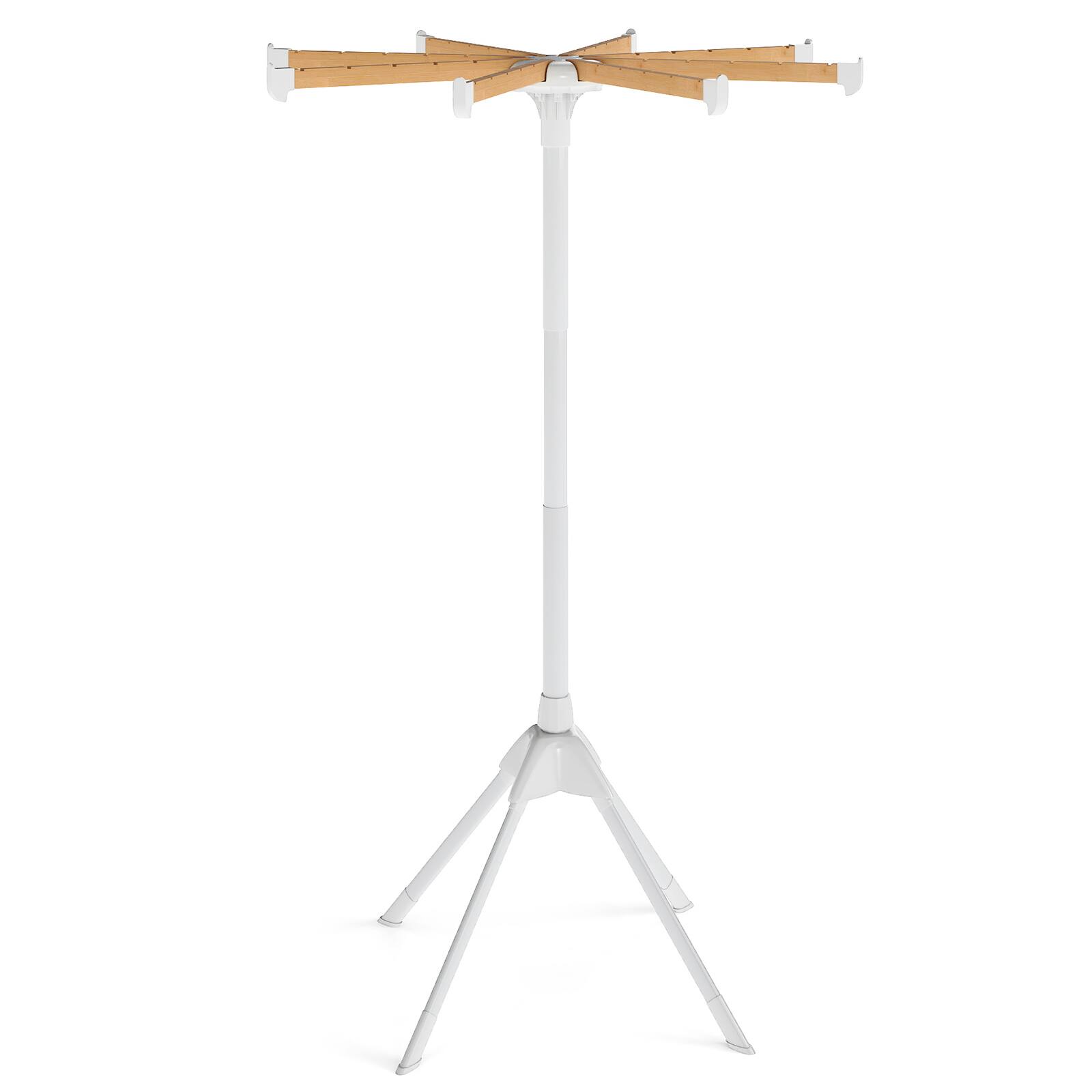 Alt View 9. Gymax - Gymax 4 Legs Clothes Drying Rack w/8 Bamboo Hanging Rods 40 Hanger Slots for Indoor - White.