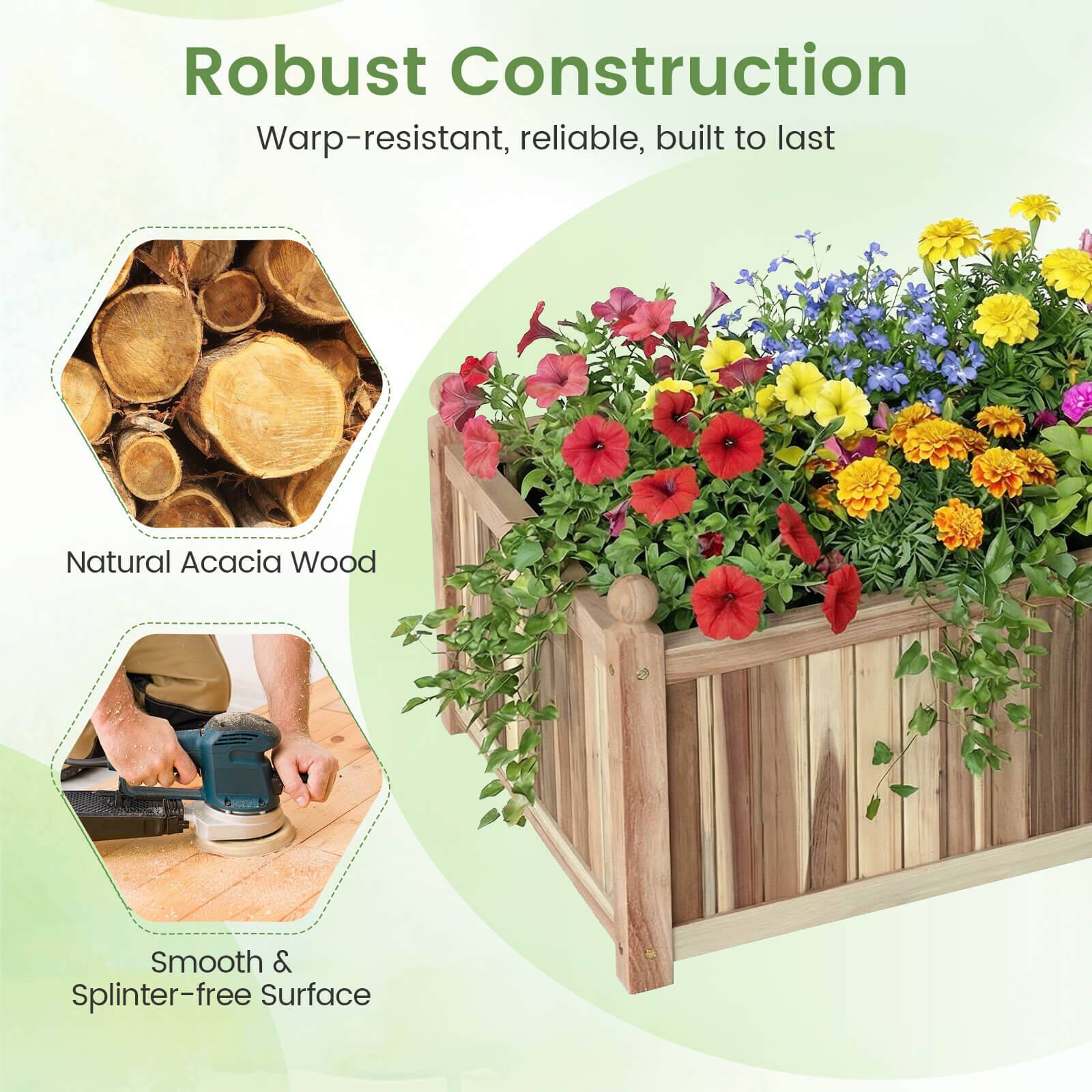 Robust Construction  
Warp-resistant, reliable, built to last  

Natural Acacia Wood  

Smooth & Splinter-free Surface