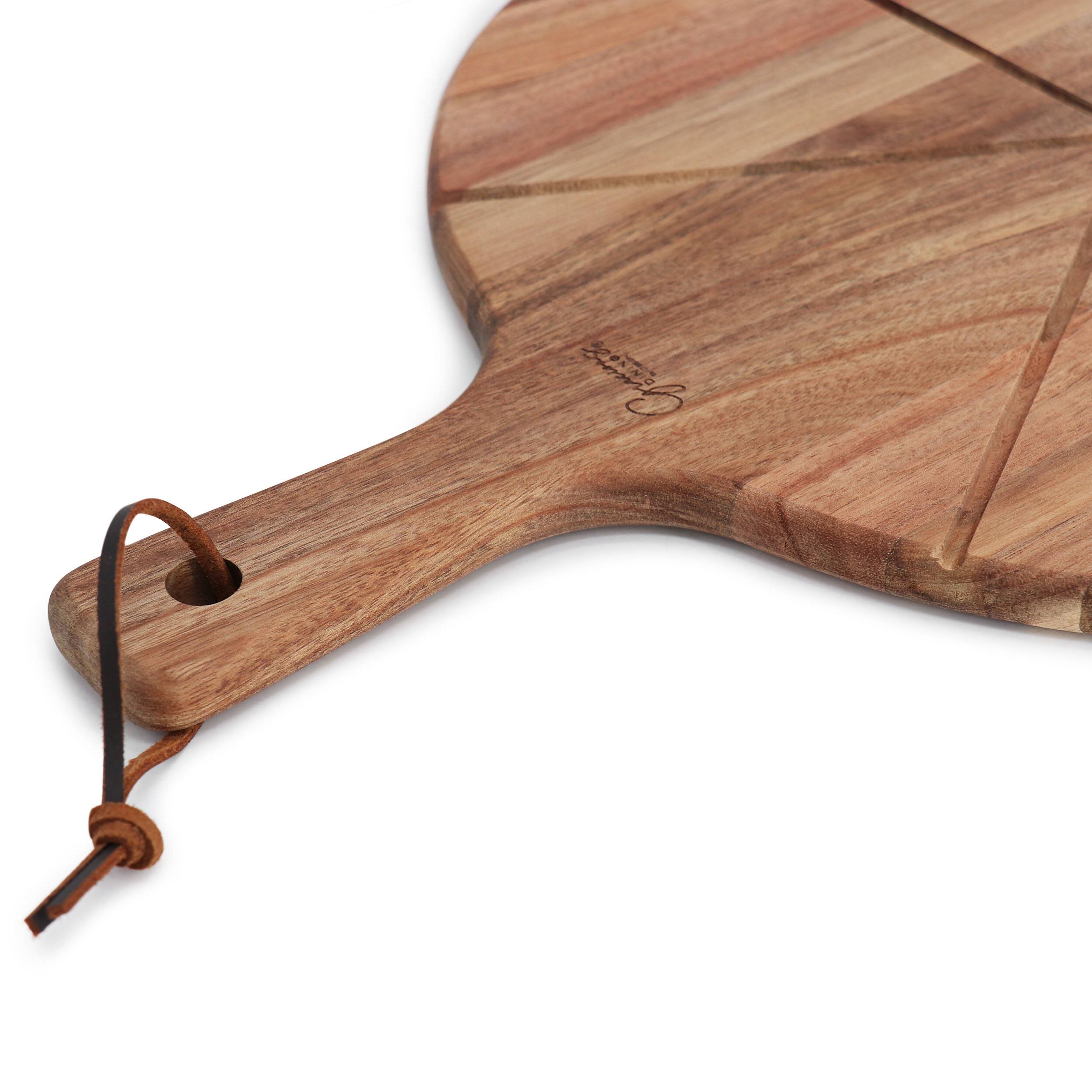 Alt View 3. Gibson - Gibson Elite 2 Piece Acacia Wood Serving Board and Pizza Cutter Set in Brown - Brown.