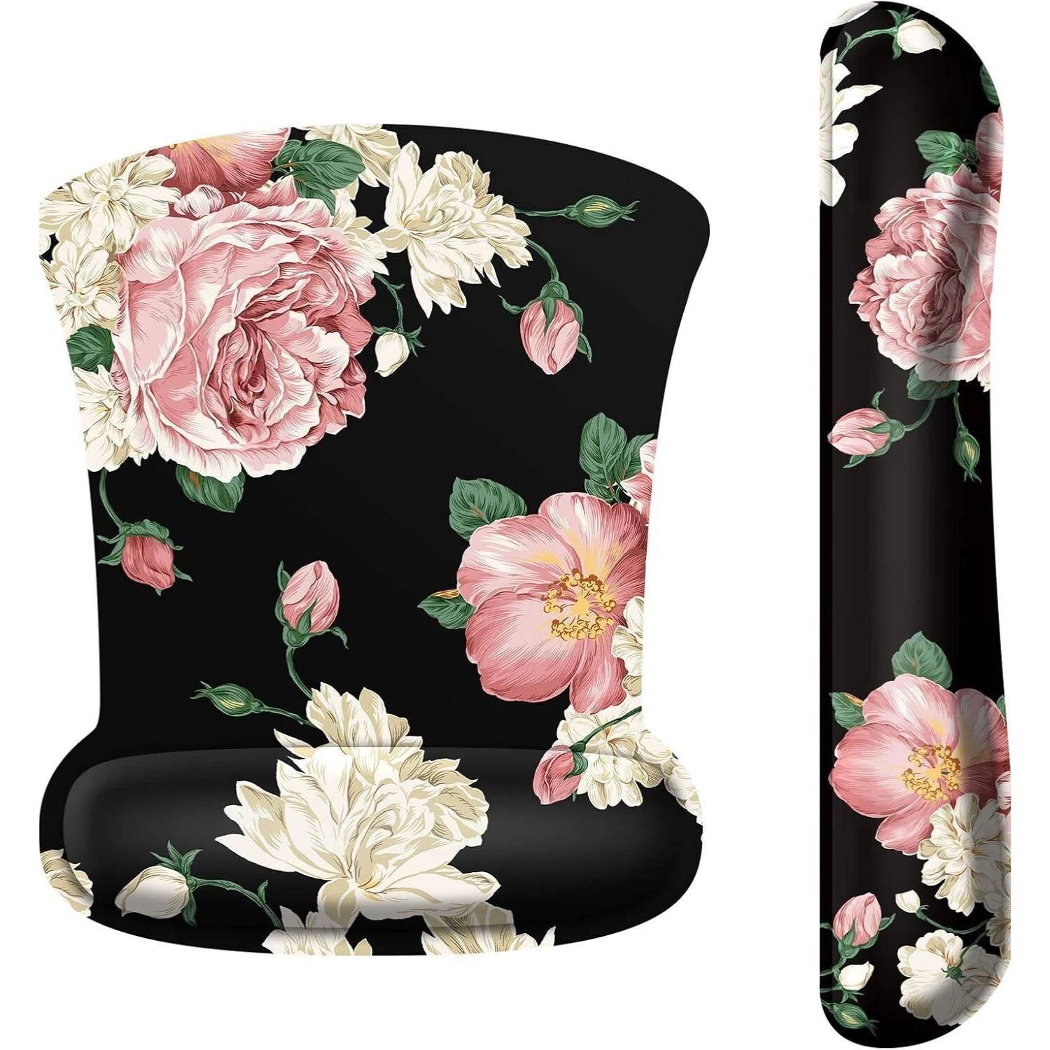 Stock Preferred - Mouse Pad with Wrist Support & Keyboard Wrist Rest – Non-Slip Memory Foam Set - Black