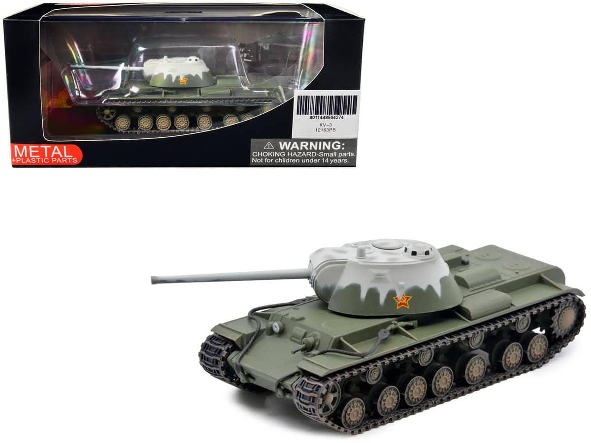 Soviet Kliment Voroshilov KV-3 Heavy Tank 1/72 Diecast Model by Panzerkampf - Winter Camouflage