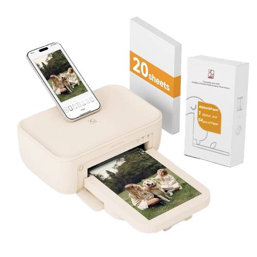 Hanin - CP4100 4x6" Bluetooth Photo Printer with 74 Photo Sheets – Full Color Prints, App Compatible - Beige