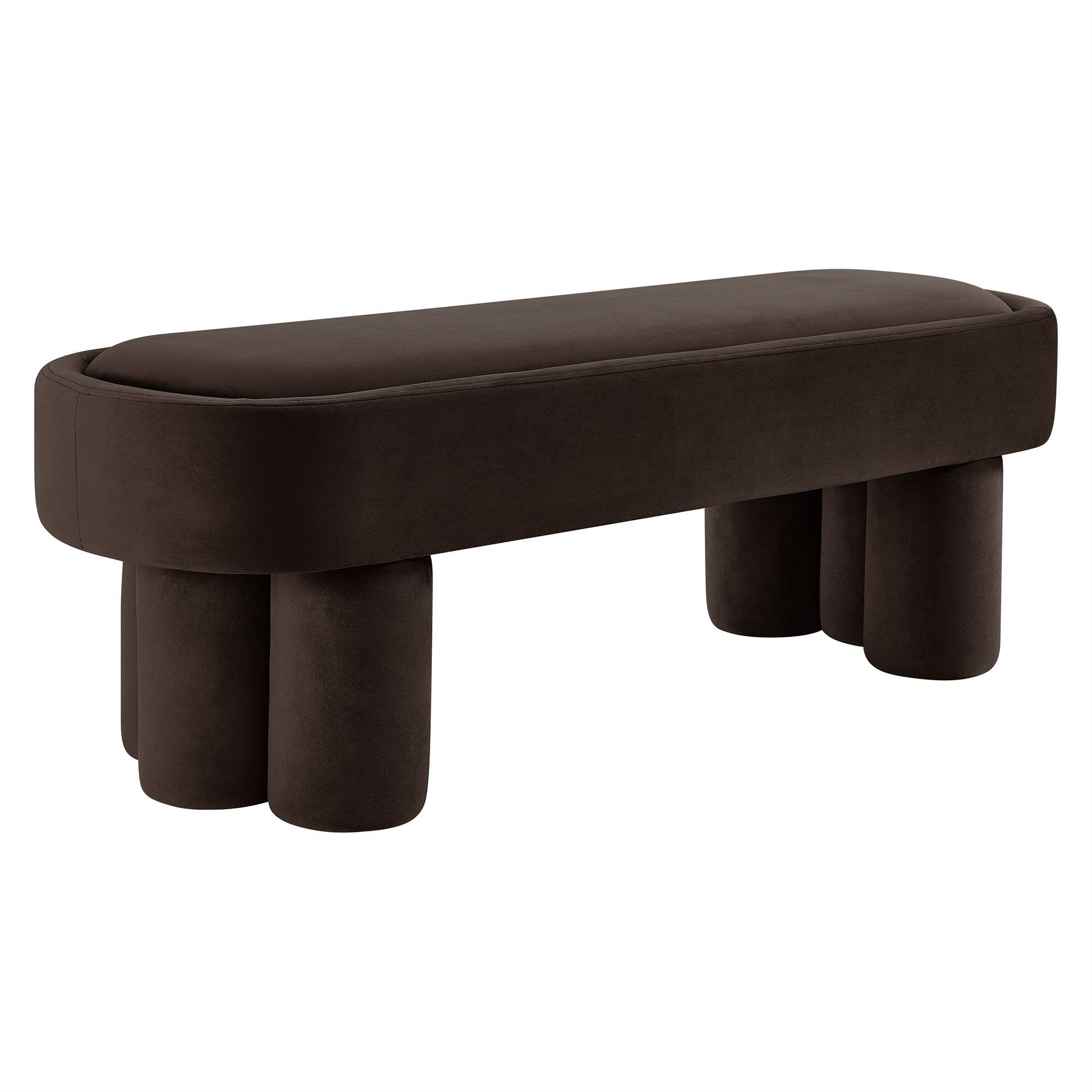 Angle. Modway - Mossi Oval Performance Velvet Accent Bench by Modway - Chocolate Brown.