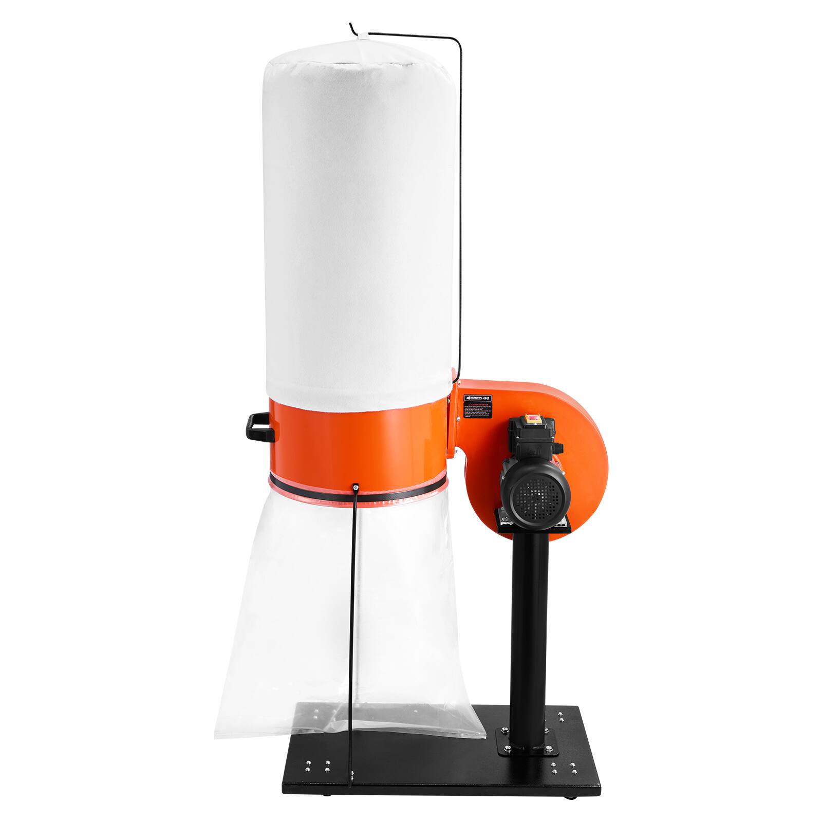 Alt View 5. VEVOR - Dust Collector, 800 CFM 2.5 Micron Vortex Cone Dust Collectors, 1HP Sawdust Collection System with 16-Gallon Large - Orange;Black.