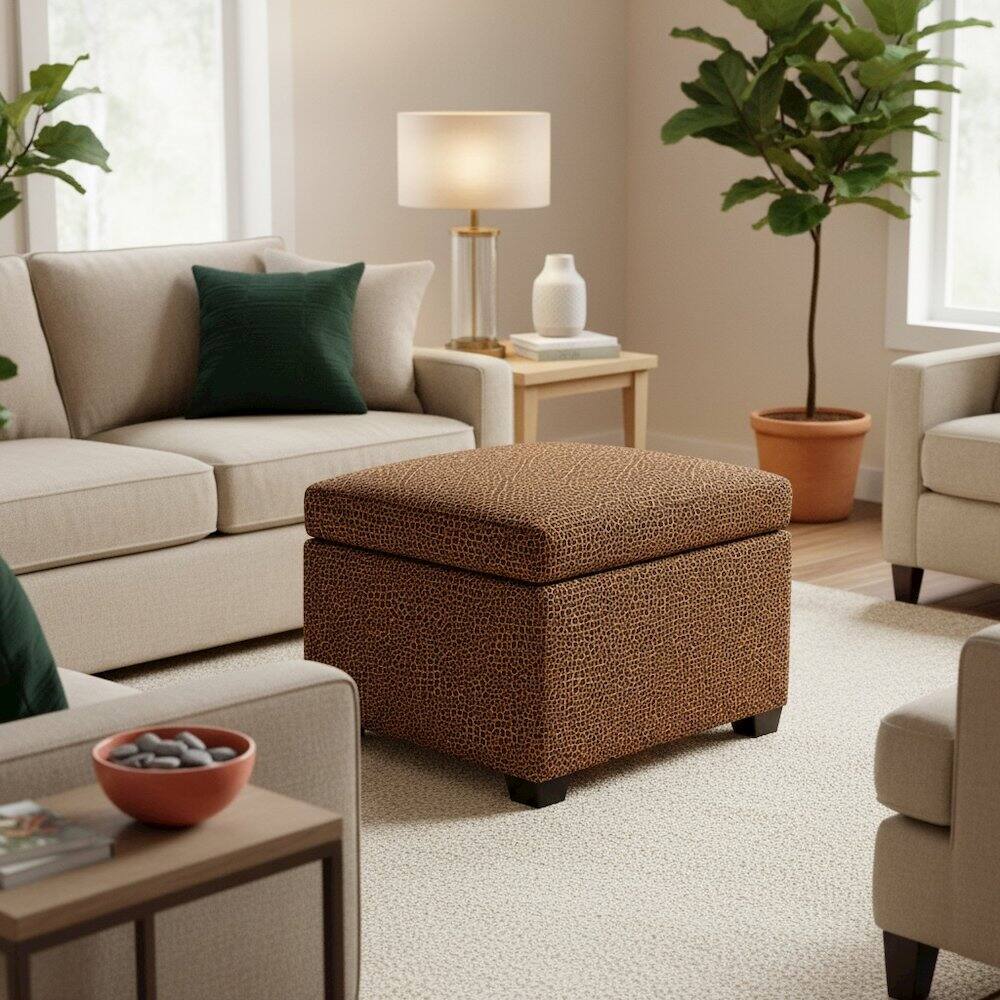Left. Sanford - Jackson Square Storage Ottoman Velvet Leopard - Leopard Print.