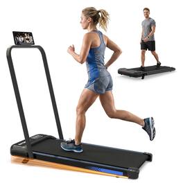 Loheer - Under Desk Treadmill with Incline, Foldable Walking Pad with Handlebar and LED Display for Home Office - Black