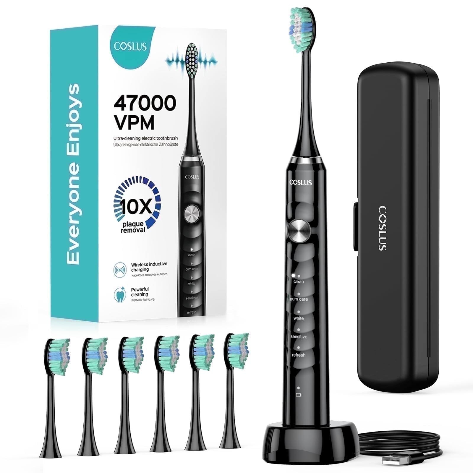 Enjoys Everyone COSLUS 47000 VPM Ultra-cleaning electric toothbrush Ultrareinigende elektrische Zahnbürste COSES 0X plaque removal c wireless inductive (0m) charging pen - - muives Mutaran anIE Powerful cleaning - sonon Snattuale N COSLUS dlean gum care white COSLUS sensitive refresh