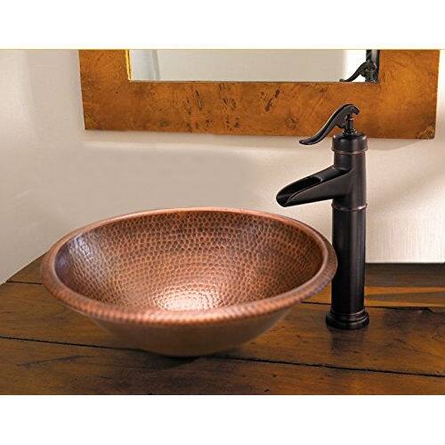 Alt View 1. Hivvago - Hammered Copper Oval Bathroom Sink Vessel 17 x 13 inch - Copper.