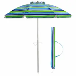 Costway - 6.5FT Patio Beach Umbrella Sun Shade Tilt W/Carry Bag - Green