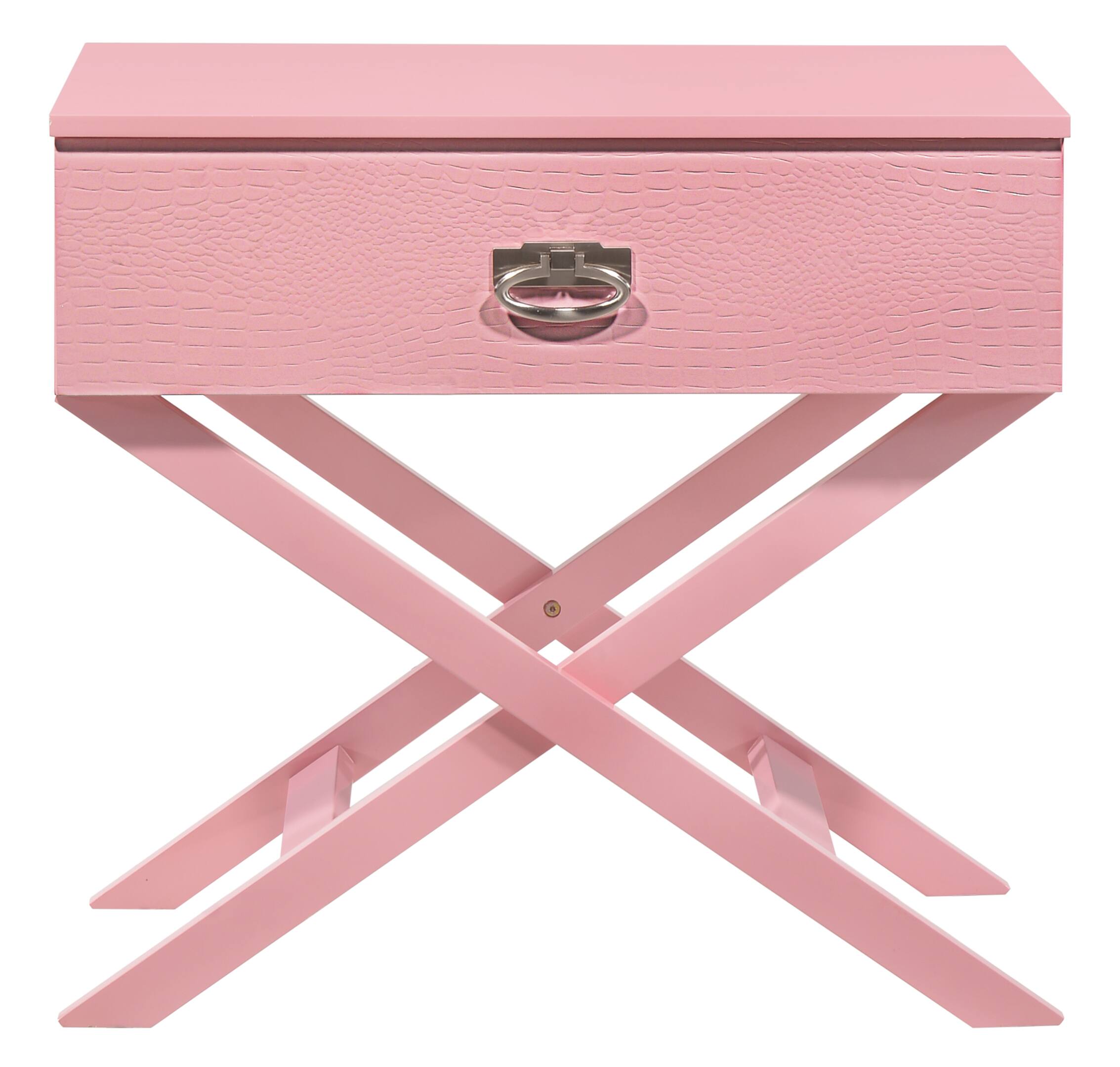Left. Tiramisubest - Pink Croc-Textured Nightstand for Modern Bedrooms - Pink.