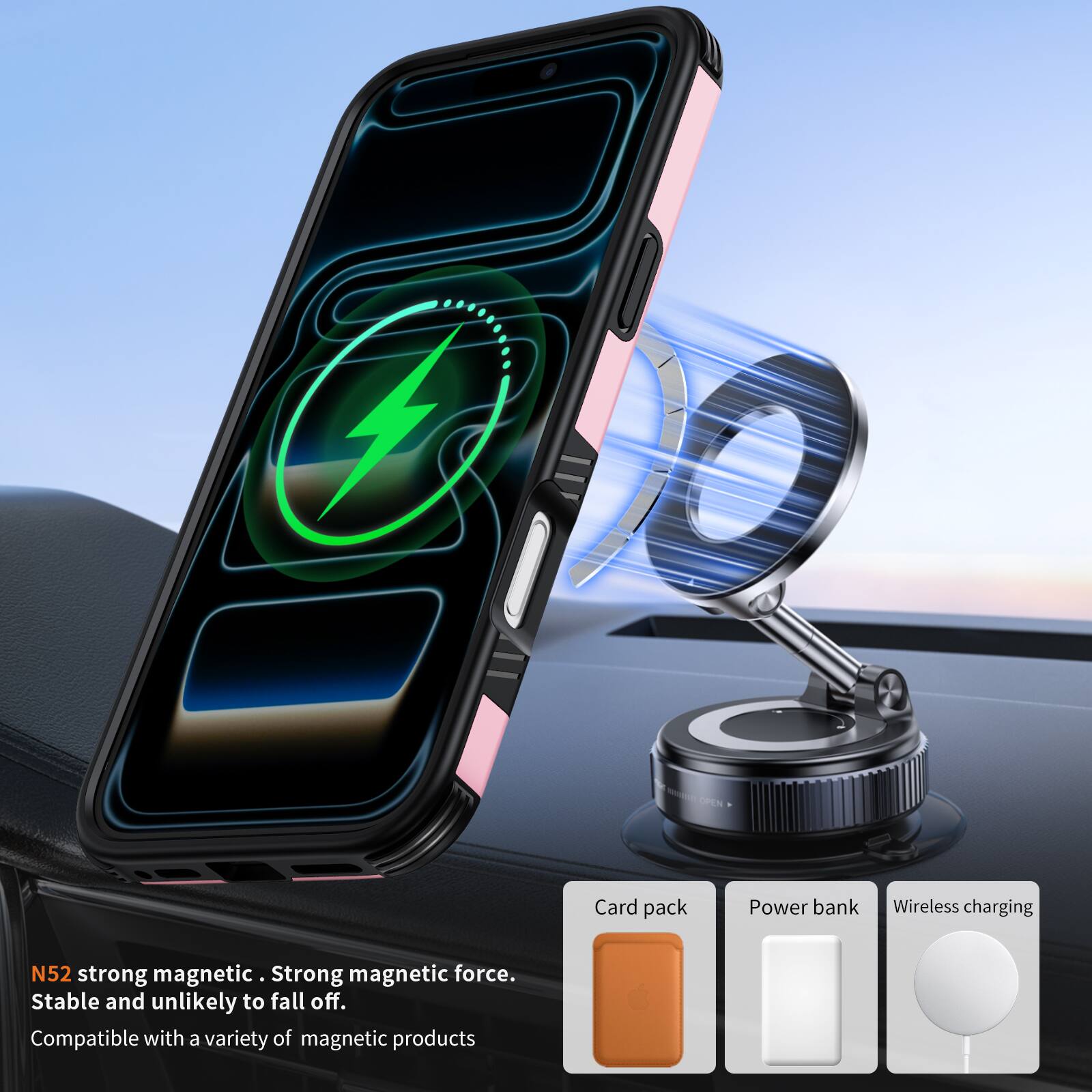 CPEN Card pack Power bank Wireless charging N52 strong magnetic - Strong magnetic force. Stable and unlikely to fall off. Compatible with a variety of magnetic products