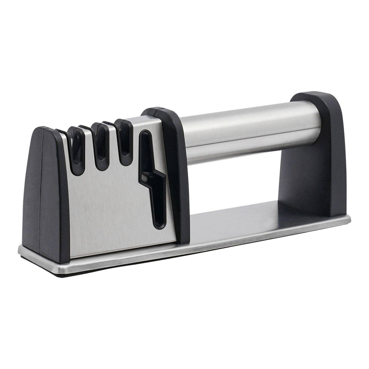 Angle. Home Collection - Manual 4-Stage Kitchen Knife and Scissors Sharpener with Non-Slip Base and Ergonomic Handle.