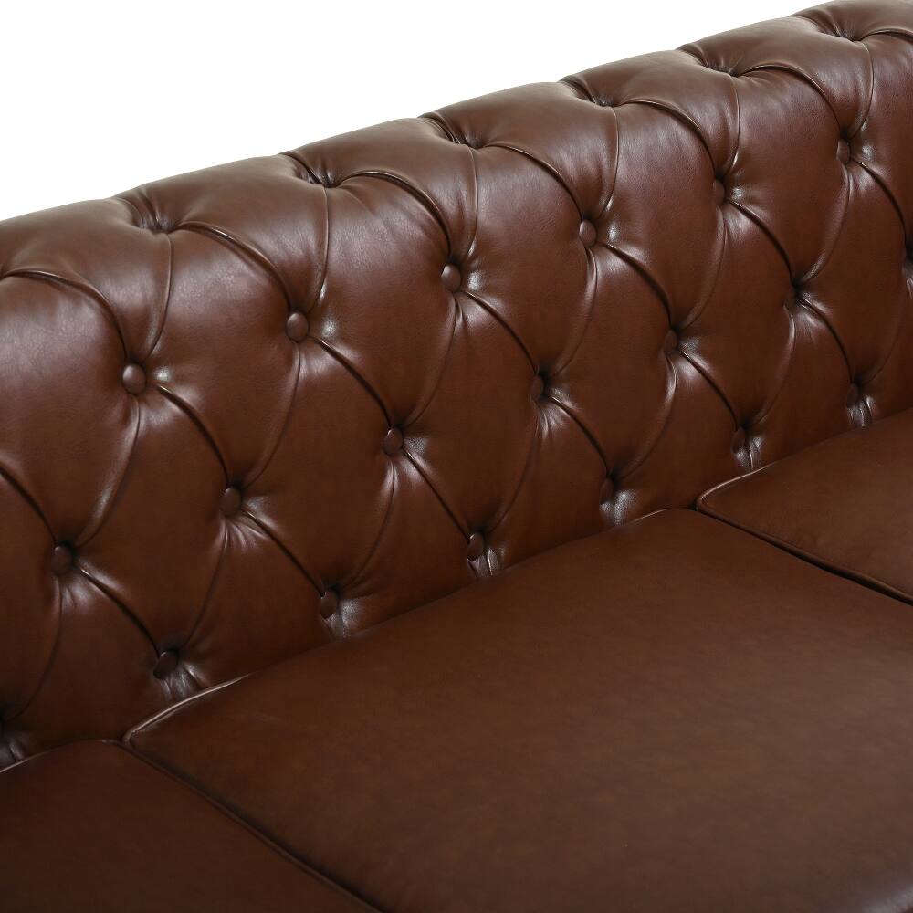 Alt View 8. Loheer - Loheer 85 Inch L-Shaped Sectional Sofa PU Leather Couch 4-Seater - Black.