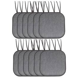Sweet Home Collection - Cameron Memory Foam No Slip Back 16" x 16" Chair Pad Cushion with Ties, 12-Pack - Black/Gray