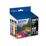 Epson - 220/220XL 4-Pack Ink Cartridges High Capacity and Standard Capacity - Black/Cyan/Magenta/Yellow