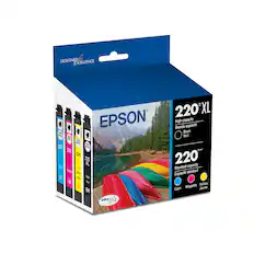 Designed for Excellence. Nu-220 XL EPSON High-capacity Grande. Standard-capacity cartridges. Black, Cyan, Magenta, Yellow, Red, Green, Blue.