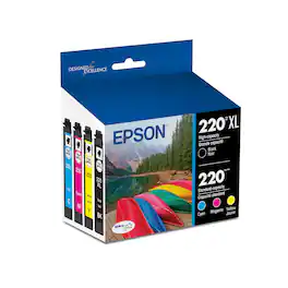 Epson - 220/220XL 4-Pack Ink Cartridges High Capacity and Standard Capacity - Black/Cyan/Magenta/Yellow