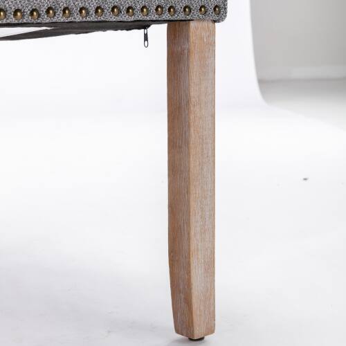 Alt View 6. LUCKY ONE - Assembled Tufted Linen Dining Chair Set of 2 with Wood Legs Nailhead Trim High Back Side Chair - Gray.