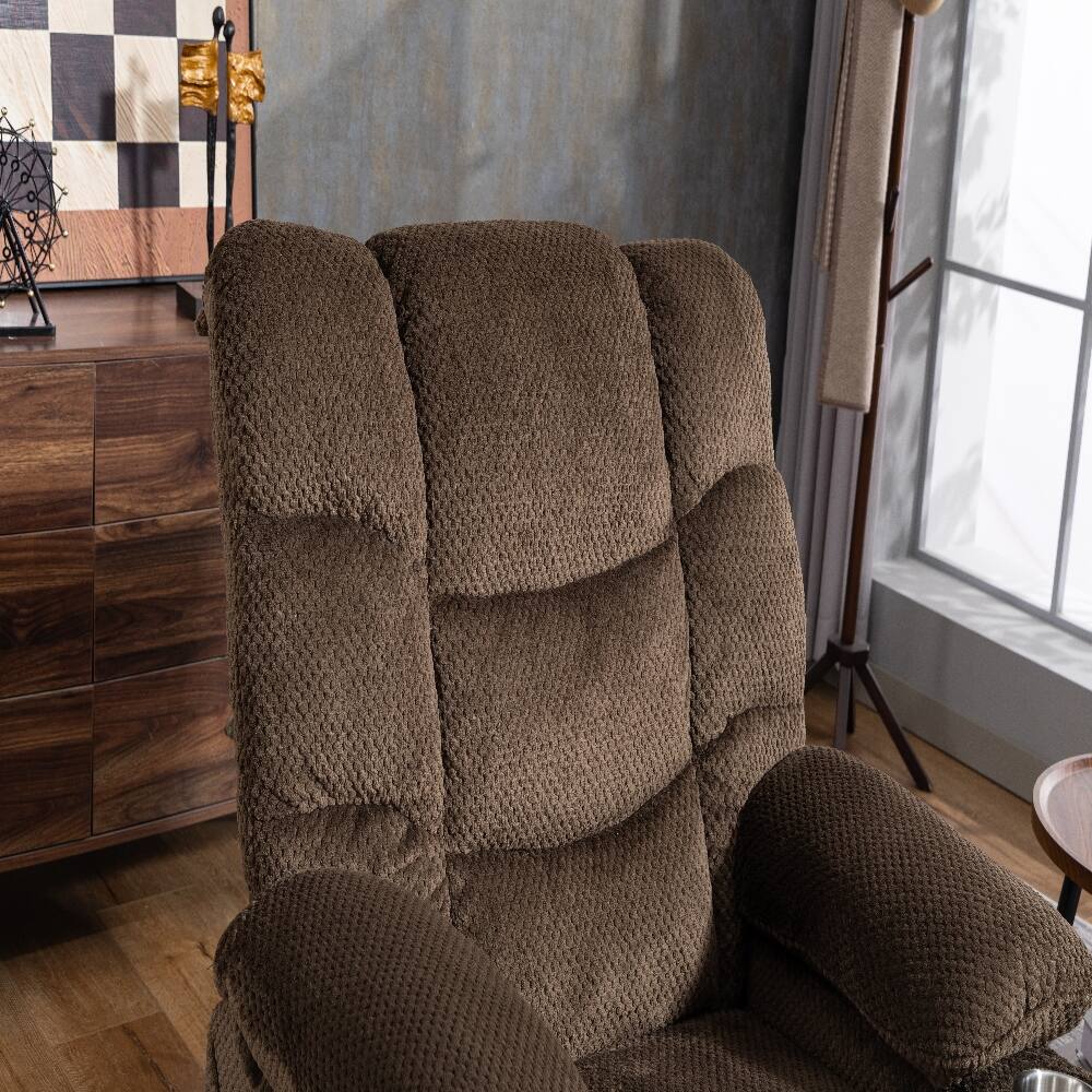 Alt View 3. Ropilly - Ropilly brown velvet power lift recliner with heated massage and cup holder - Brown.