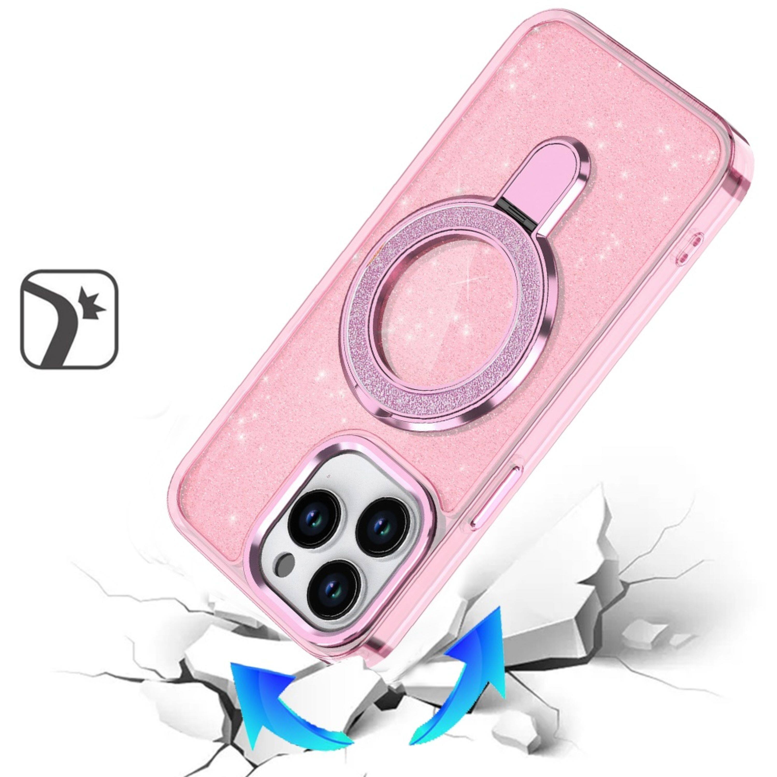 Left. Kitcheniva - Translucent Full Glitter Magnetic Case For iPhone 14 Pro Max Light Pink - Light Pink.