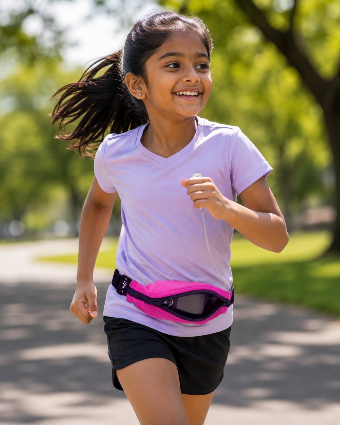 Left. SPIBelt - Children's Running Belt - Fuchsia.