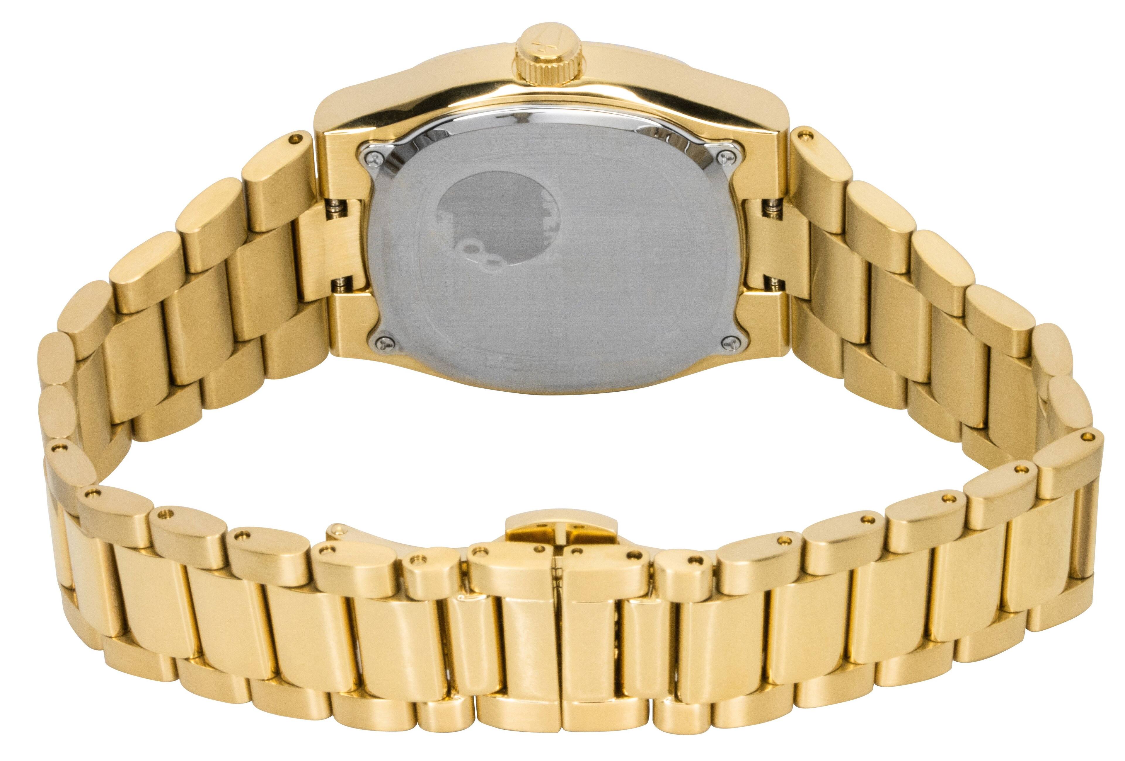 Back. Bulova - Super Seville Gold Tone Stainless Steel White Dial Quartz 97B223 Men's Watch - White.