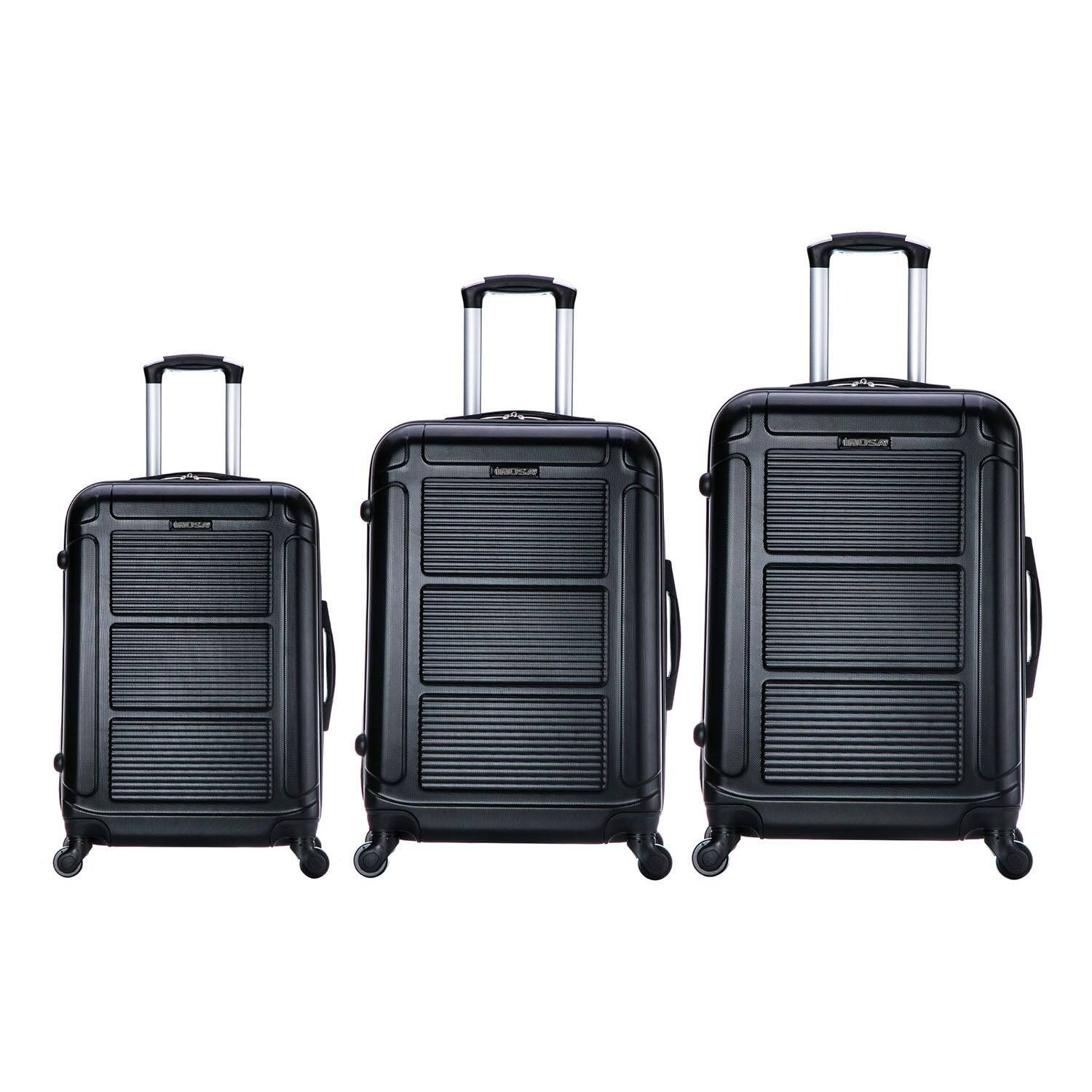 Angle. InUSA - Pilot lightweight hardside spinner 3 Piece Luggage Set 20”/24"/28" - BLACK.
