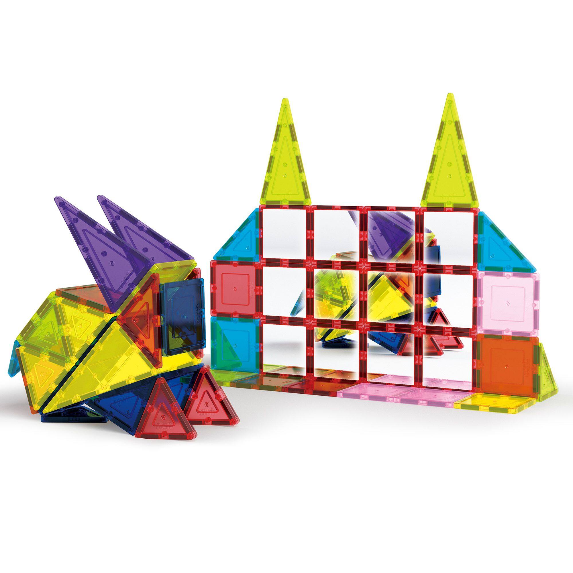 Alt View 3. PicassoTiles - PICASSO-TILES 12 PC Mirror, Magnetic Tiles, Building Blocks, STEM Toys for Kids 3+ Set.
