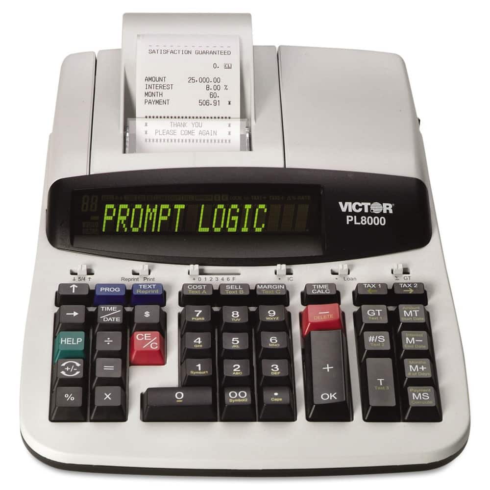Victor - PL8000 8 Lines/Sec One-Color Prompt Logic Printing Calculator - Print - Black