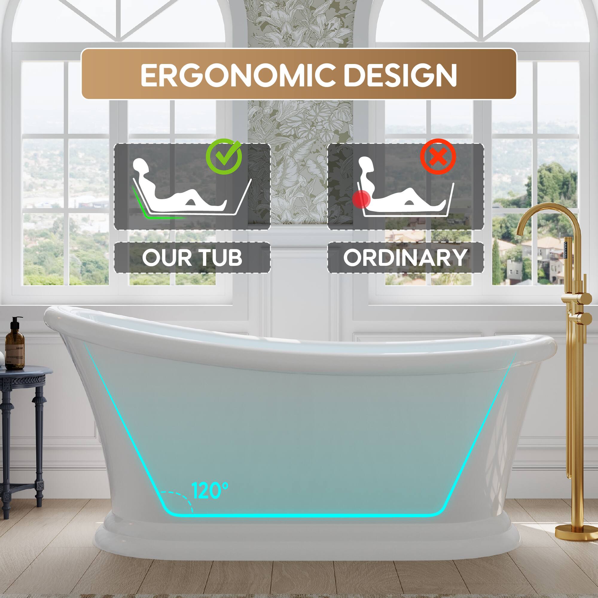 ERGONOMIC DESIGN

OUR TUB

ORDINARY

120°
