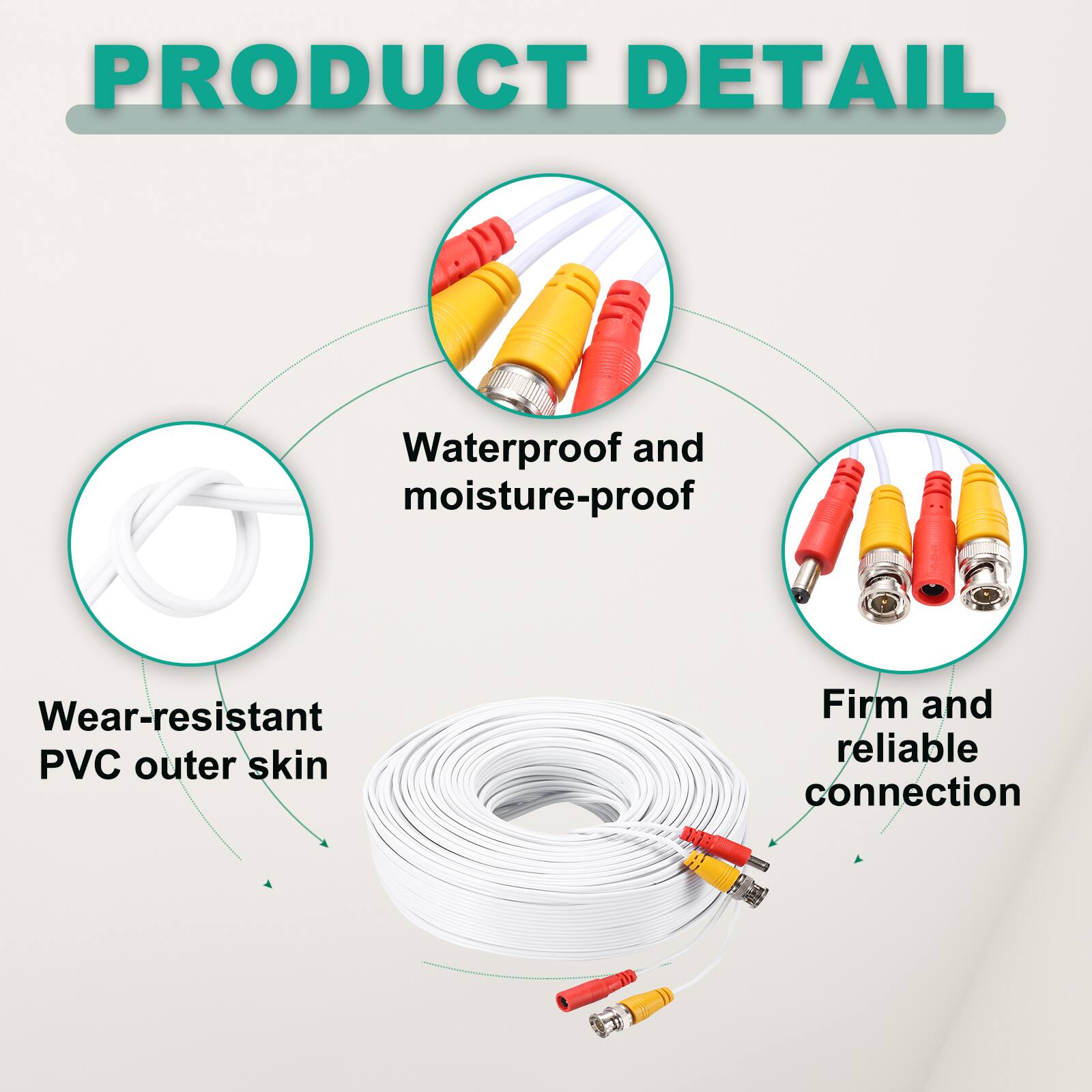 PRODUCT DETAIL

- Waterproof and moisture-proof
- Wear-resistant PVC outer skin
- Firm and reliable connection